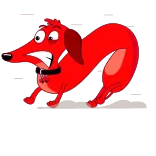 😵 Hund, Cartoon, Tier, Rot, Verängstigt telegram sticker
