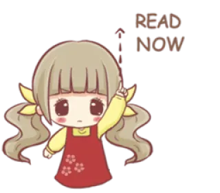 👆 READ NOW Desenho animado, Menina, Ler, Agora, Apontando, Seta telegram sticker
