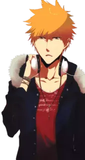 😒 Ichigo Kurosaki Bleach Anime, Cuffie, Ichigo, Bleach, Manga, Personaggio telegram sticker