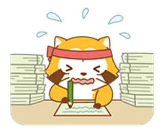 📝 animale, tanuki, lavoro, stress, studio, esaurimento telegram sticker