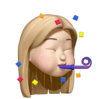 ✏️ celebração, festa, confete, desenho animado, mulher, soprando, buzina telegram sticker