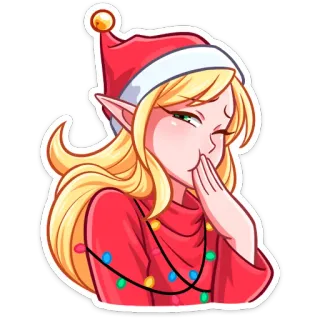 🤫 elf, kerst, vakantie, cartoon, meisje, schattig, feestelijk telegram sticker