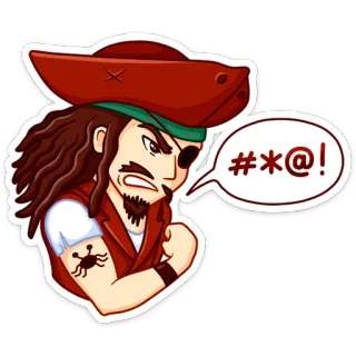 😡 #*@! pirate, en colère, autocollant, dessin animé, jurons telegram sticker