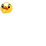 🤔 canard, emoji, réflexion, dessin animé, animal, jaune telegram sticker