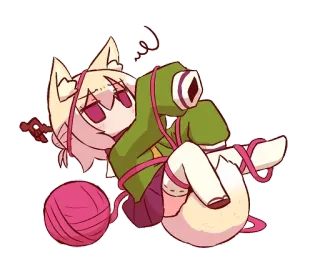 😵 dessin animé, animé, chat, laine telegram sticker