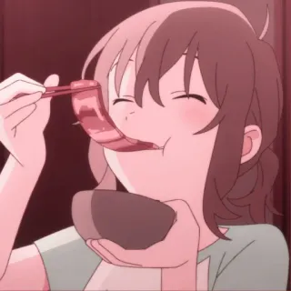 💗 anime, comendo, hashis, comida, feliz, garota whatsapp sticker