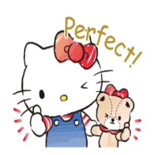 👍 Hello Kitty Perfect! hello kitty, parfait, mignon, dessin animé, autocollant telegram sticker