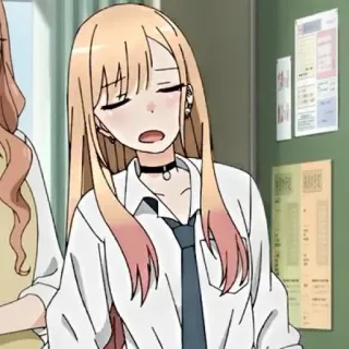 🥟 anime, girl, cute, school uniform, choker, blonde hair telegram sticker