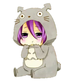 💜 Anime, Mignon, Totoro, Costume, Dessin animé, Chibi telegram sticker