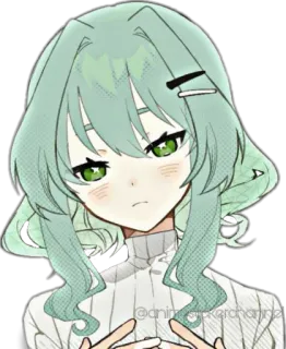 😒 @animestickerchannel Anime, Sticker, Fille anime, Cheveux verts telegram sticker