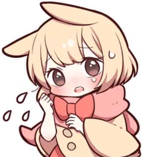 😥 可爱, 动漫, 卡哇伊, Q版, 紧张, 流汗, 卡通 telegram sticker
