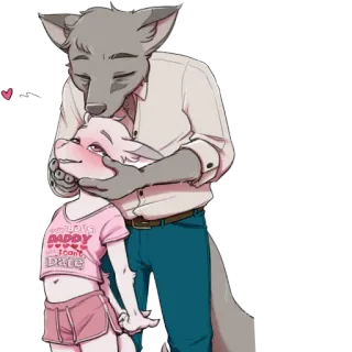 👚 my boss DADDY i can't DATE furry, anthro, romance, kiss, couple, affectionate, cuddling whatsapp sticker