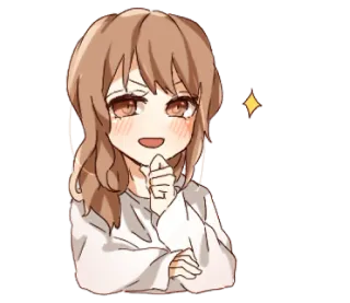 👩 Anime, Mädchen, Süß, Denken, Glitzer telegram sticker