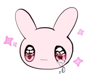 😢 coelhinho, fofo, kawaii, chorando, triste, rosa, coelho, anime telegram sticker