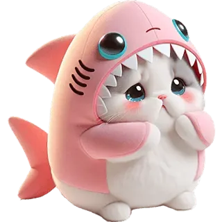 🥹 猫, 鲨鱼, 服装, 可爱, 动物, 宠物 whatsapp sticker