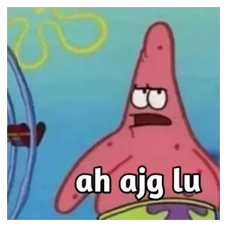 🚲 Patrick Star Spongebob Squarepants ah ajg lu patrick star, spongebob squarepants, meme, cartoon, funny telegram sticker