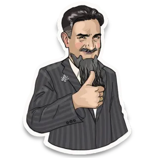 👍 남자, 수염, 좋아요, 정장, 만화 telegram sticker