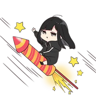 😊 kartun, roket, bintang, chibi, gaya anime, kembang api telegram sticker