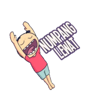 🙃 NUMPANG LEWAT cartoon, illustration, numpang lewat, request, permission, excuse me, pass telegram sticker