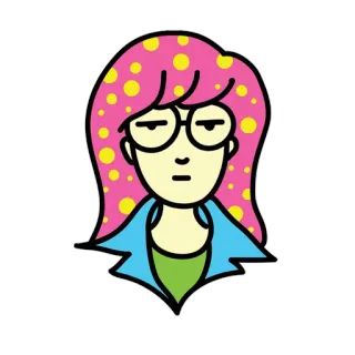 👩 Daria Daria, Cartoon, Brille, Pinke Haare, Sarkastisch, MTV telegram sticker