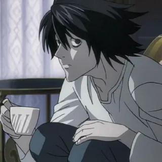 🍎 L Death Note Anime, L, Death Note, Detetive, Intelectual telegram sticker