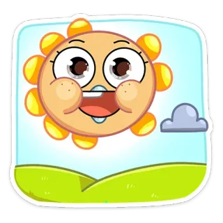 🌞 sol, dibujos animados, cielo, naturaleza, feliz, tiempo whatsapp sticker