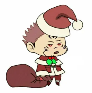 ✨ Ryomen Sukuna Jujutsu Kaisen anime, christmas, santa, sukuna, chibi, jujutsu kaisen telegram sticker
