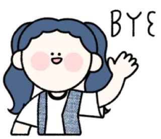 👋 BYE Cartoon, Mädchen, winkend, Tschüss, Bye, süß, kawaii telegram sticker