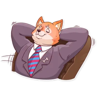 😌 chien, shiba inu, affaires, détendu, costume, dessin animé, autocollant whatsapp sticker