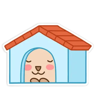 😔 cachorro, casinha, animal, fofo, desenho telegram sticker