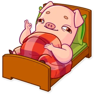 👌 babi, hewan, mengantuk, tempat tidur, lucu, kocak telegram sticker