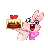 🎉 bunny, rabbit, cake, dessert, cute, animal, glasses whatsapp sticker