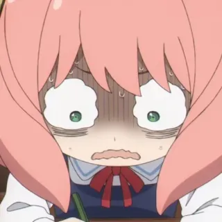 🥜 Anya Forger Spy × Family Anime, Dessin animé, Inquiet, Confus, Anya Forger, Spy x Family, Cheveux roses telegram sticker