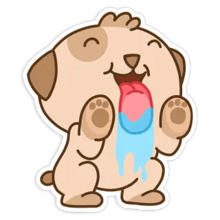 👅 cachorro, adesivo, fofo, desenho animado, feliz, animal, picolé telegram sticker