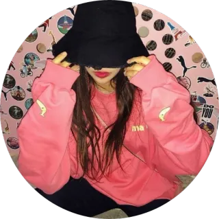 🙈 mulher, moda, rosa, chapéu, estilo, garota, retrato telegram sticker