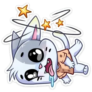 😵‍💫 cat, dizzy, stars, cartoon, animal, sick, exhausted telegram sticker