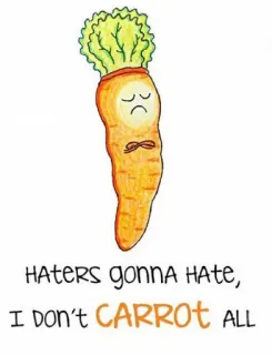😏 HATERS gonna HATE, I don't CARROT ALL Karotte, Gemüse, Hater, Wortspiel, Essen, Meme whatsapp sticker