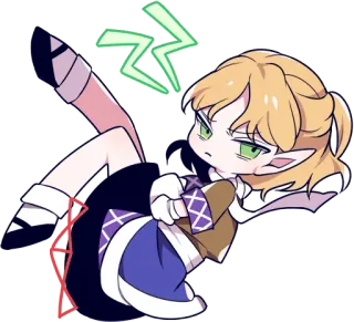 😤 chibi, anime, manga, cartoon, elf, magic, girl, cute telegram sticker