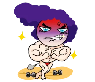 🏴 卡通, 生气, 肌肉发达, 举重, 健身房, 健身 telegram sticker