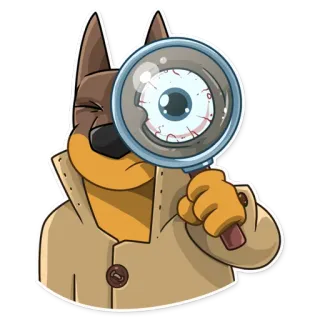 🕵 dog, detective, magnifying glass, investigation, cartoon, spy, eye, secret telegram sticker