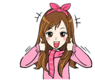 👍 cartoon, anime, girl, thumbs up, cute, positive telegram sticker
