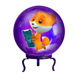 🔮 zorro, animal, dibujos animados, teléfono, bombilla, idea whatsapp sticker