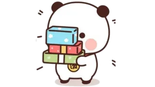 🫖 panda, lindo, kawaii, cargando, pila, cajas telegram sticker