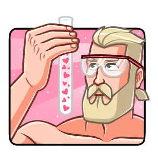 ❤️ scientist, love, hearts, experiment, research, cartoon, chemistry whatsapp sticker