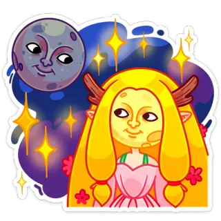 🌚 luna, estrellas, hada, magia, fantasía telegram sticker