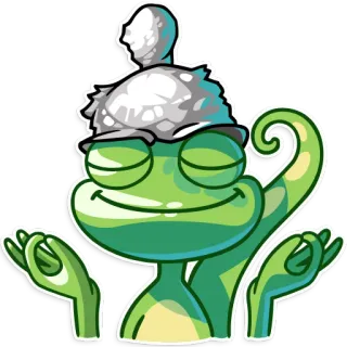 😌 chameleon, meditation, zen, calm, peaceful telegram sticker