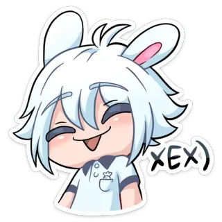 😄 XE Anime, Manga, Mignon, Personnage, Oreilles de lapin, Lapin, Dessin animé telegram sticker