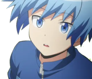 😮 Nagisa Shiota Assassination Classroom อนิเมะ, การ์ตูน, เด็กผู้ชาย, ผมสีฟ้า, นางิสะ ชิโอตะ, Assassination Classroom telegram sticker