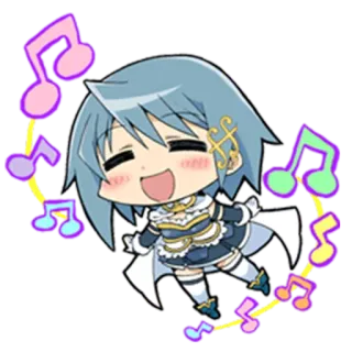 ☺️ Sayaka Miki Puella Magi Madoka Magica Anime, Chibi, Carino, Ragazza magica, Musica telegram sticker