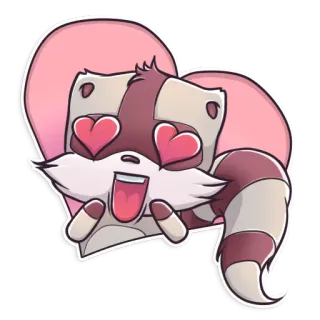 😍 procione, carino, animale, occhi a cuore, cartone animato, amore, romantico telegram sticker